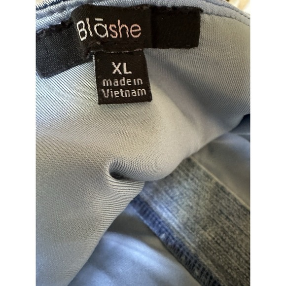 Blāshe Denim Corset Crop Top XL Blue Acid Wash Bustier Tank Festival Y2K Streetw - Picture 5 of 6